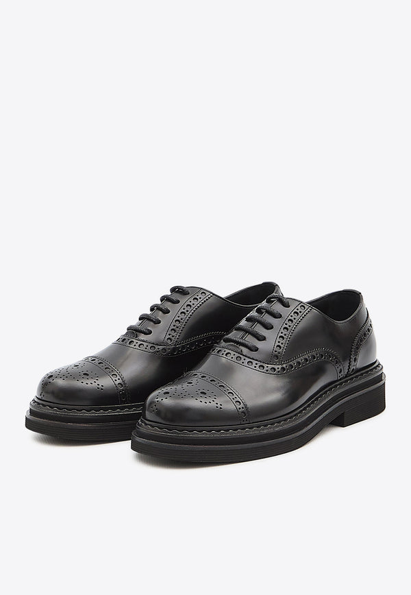 Dolce 
Gabbana Brushed Leather Brogue Shoes Black A20159-A1203-80999