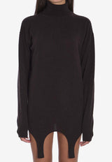 Saint Laurent Turtleneck Garter Cashmere Sweater Brown 806969-YALL2-1082