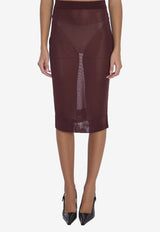 Saint Laurent Sheer Midi Pencil Skirt Bordeaux 811119-Y75YK-5080