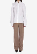 Saint Laurent Straight-Leg Pleated Silk Pants Beige 806809-Y7I21-2141