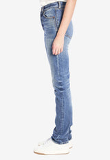 Saint Laurent 90s Logo Patch Slim Jeans Blue 807142-Y28EA-4093