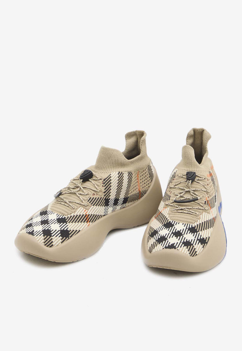 Burberry Neptune Check Knit Low-Top Sneakers Beige 8099326--B9368