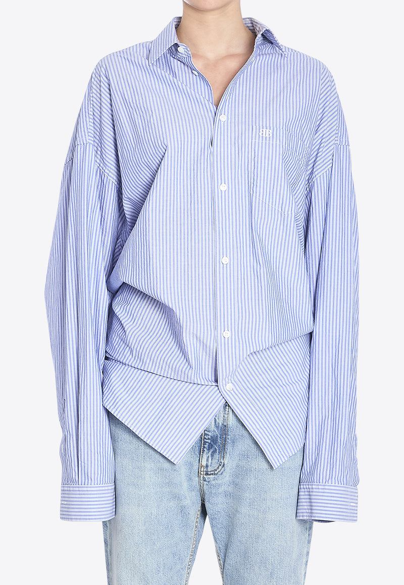 Balenciaga Knotted Stripe-Pattern Shirt Blue 809158-TRM26-4640