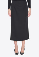 Valentino Wool Midi Skirt with Side Slits Black 5B0RAC44-88J-0NO