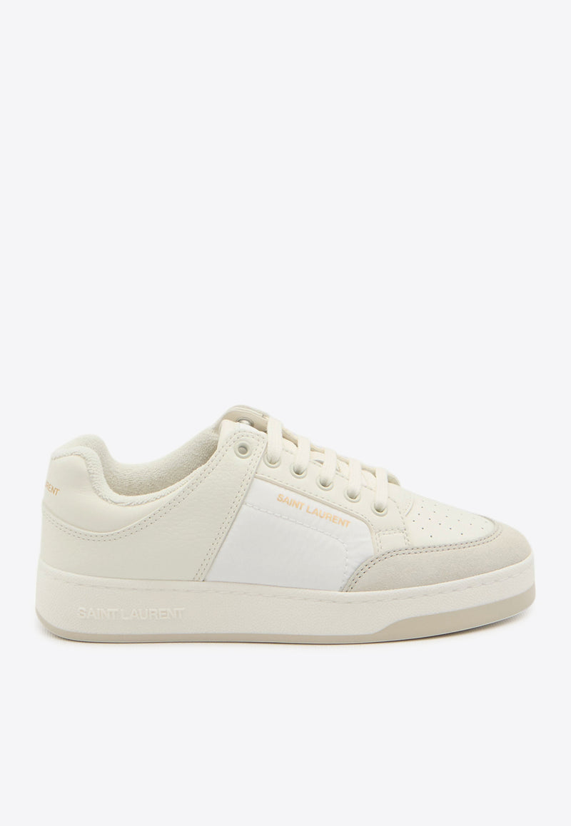 Saint Laurent Perforated Low-Top Leather Sneakers White 807886-AAD8B-9052