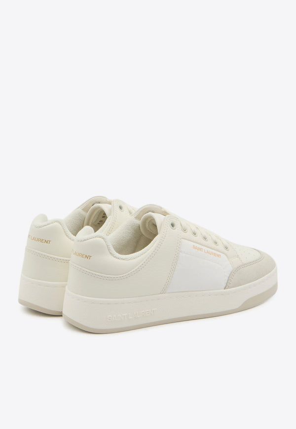 Saint Laurent Perforated Low-Top Leather Sneakers White 807886-AAD8B-9052