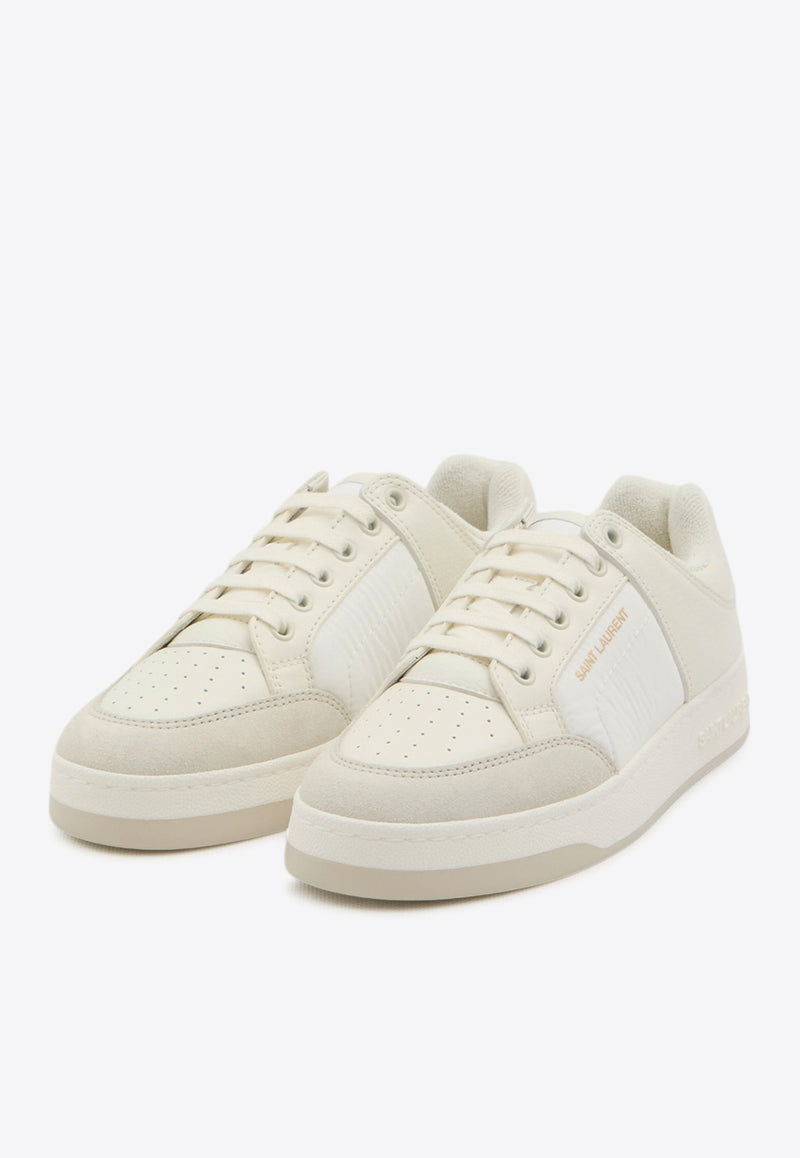 Saint Laurent Perforated Low-Top Leather Sneakers White 807886-AAD8B-9052