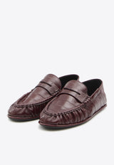 Saint Laurent Cassandre Slip-On Leather Loafers Bordeaux 800537-AAD67-6117