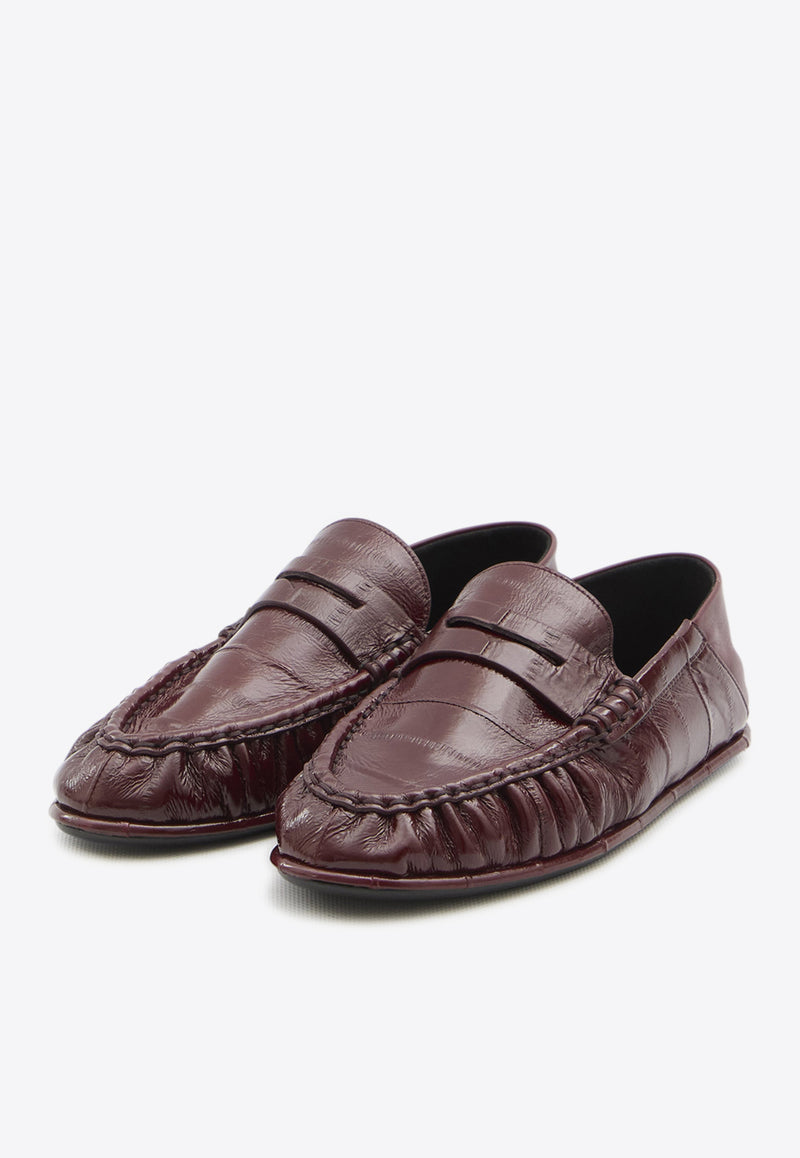 Saint Laurent Cassandre Slip-On Leather Loafers Bordeaux 800537-AAD67-6117