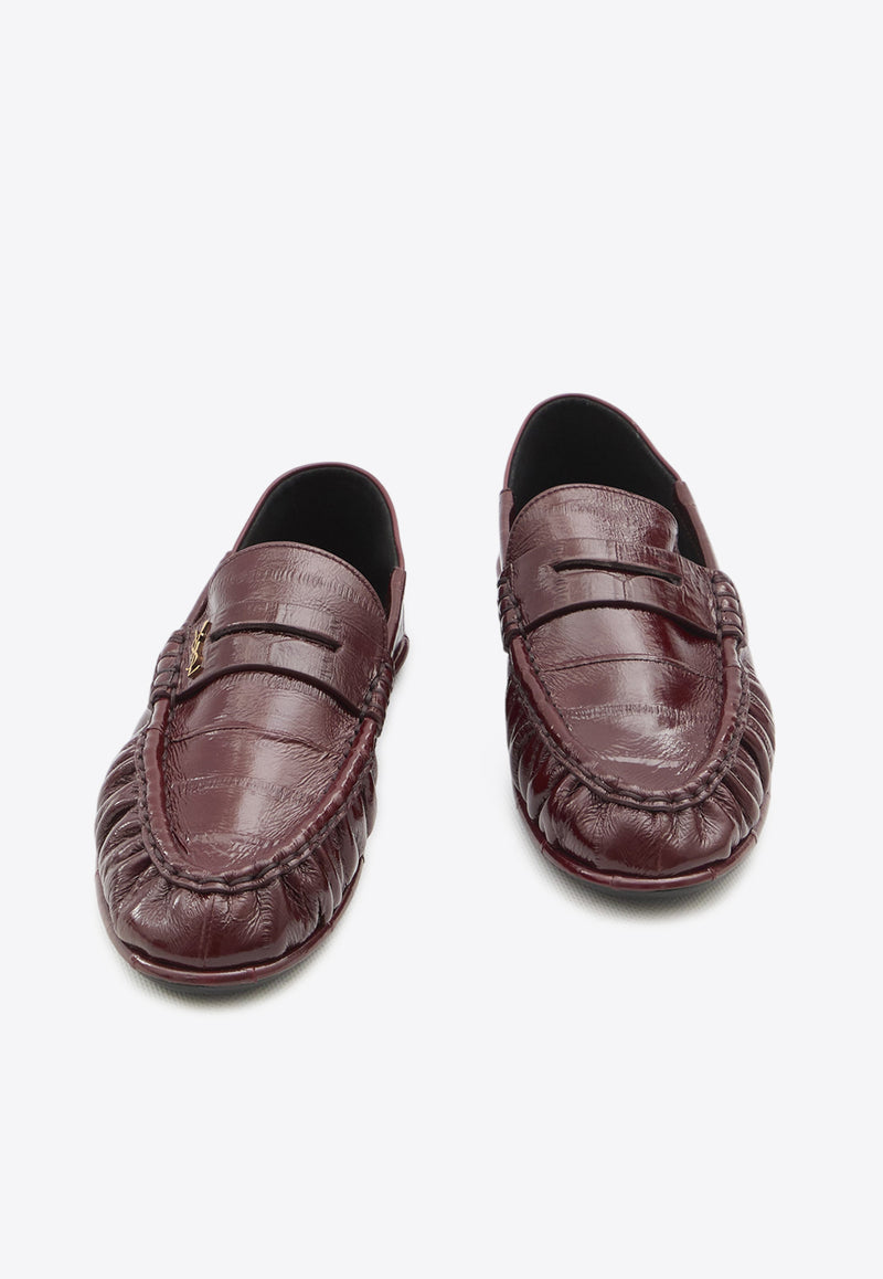 Saint Laurent Cassandre Slip-On Leather Loafers Bordeaux 800537-AAD67-6117