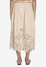 Zimmermann Wylie Embroidered Midi Skirt  1745SRS251--CRM