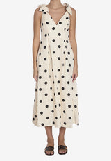 Zimmermann Crush V-neck Polka Dot Midi Dress White 2503DR251--CMBLDT