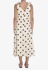 Zimmermann Crush V-neck Polka Dot Midi Dress White 2503DR251--CMBLDT