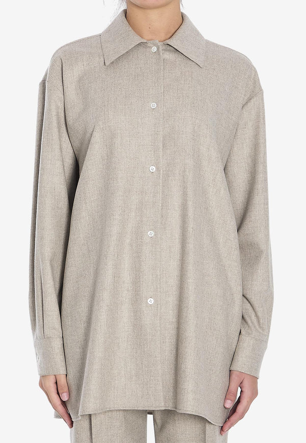 The Row Komako Long-Sleeved Wool Shirt Beige 8461-W3301-LPB