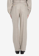 The Row Norbert Tailored Wool-Blend Pants Beige 8484-W3301-LPB