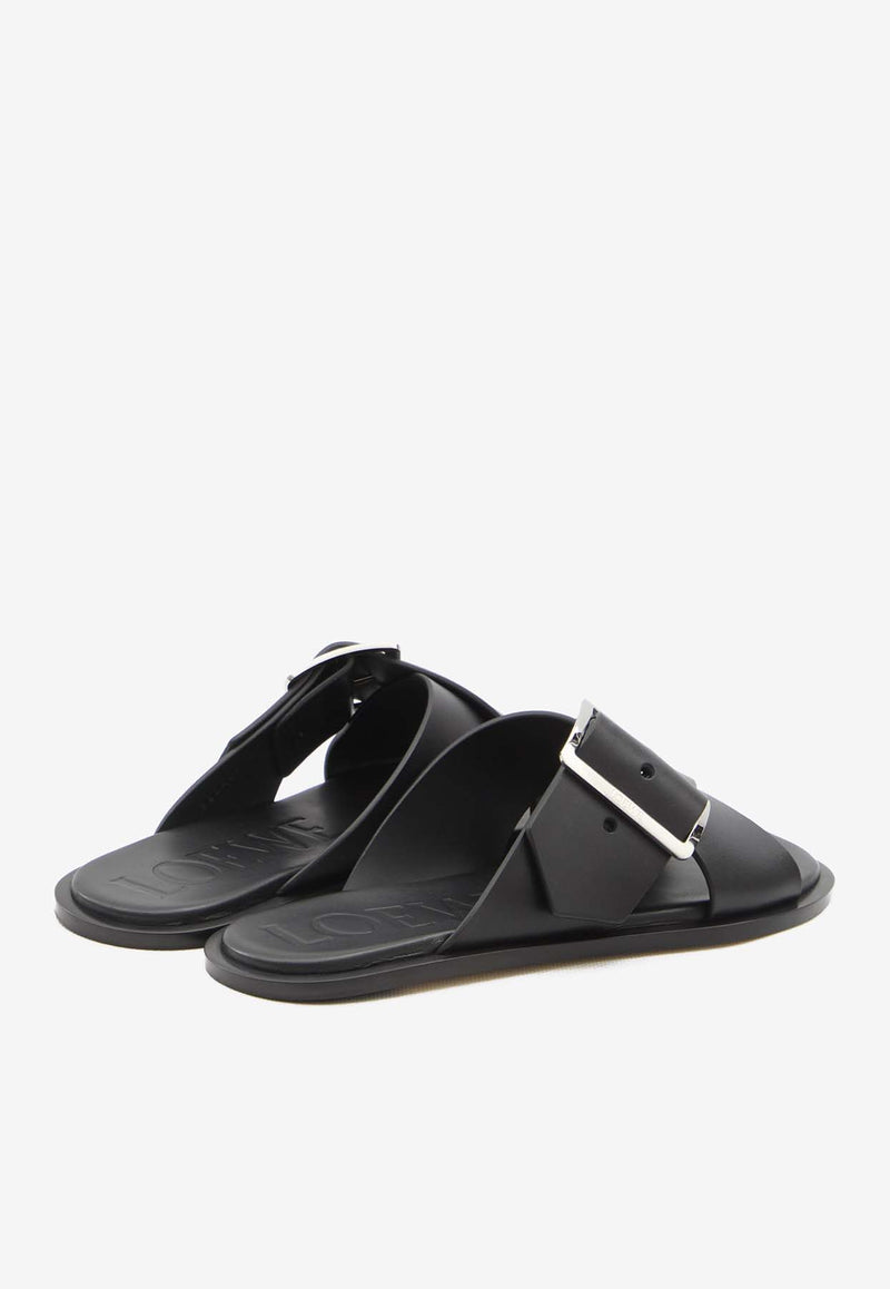 Loewe Petal Belt Flat Sandals Black LWW1465X03--1100