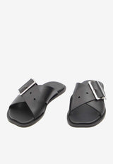 Loewe Petal Belt Flat Sandals Black LWW1465X03--1100