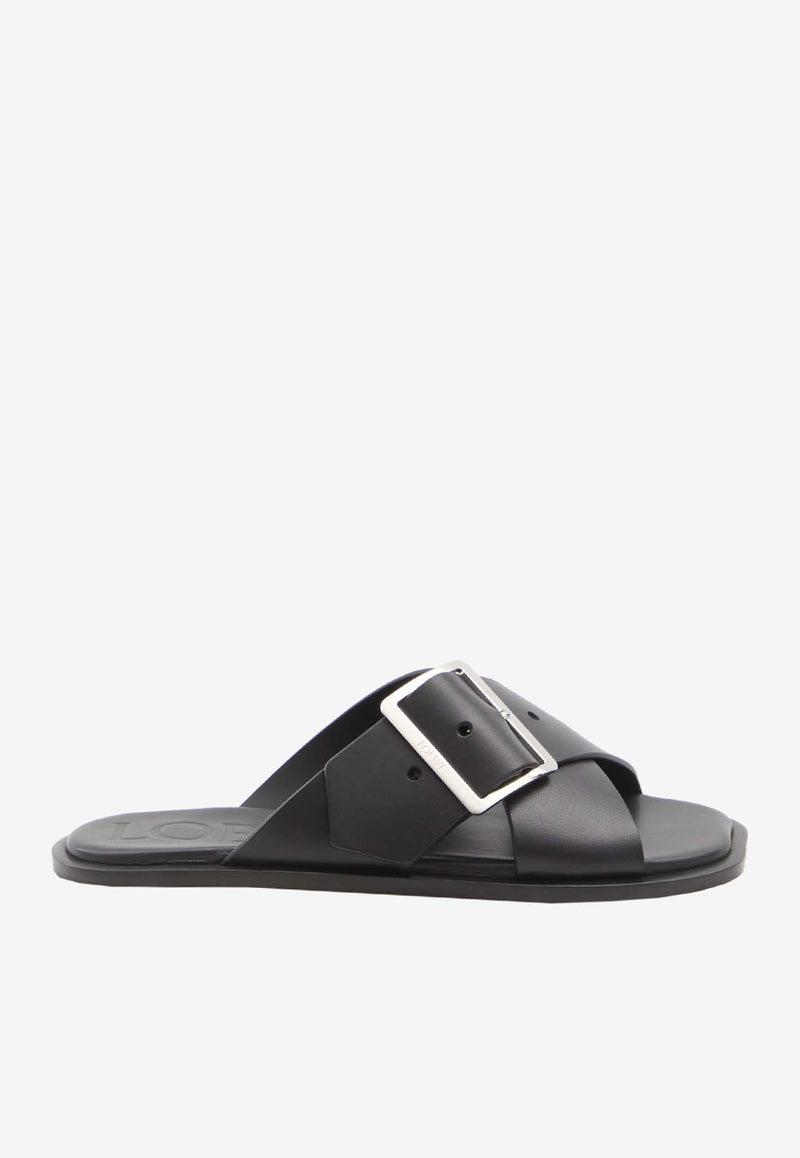 Loewe Petal Belt Flat Sandals Black LWW1465X03--1100