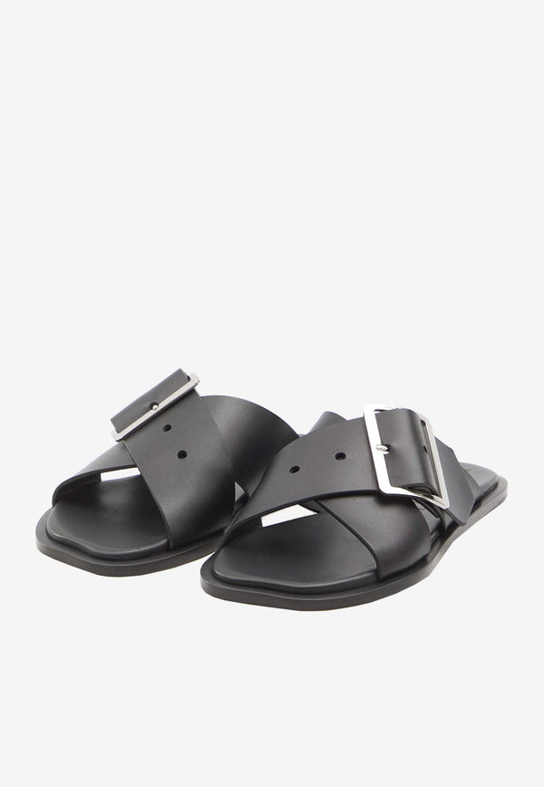 Loewe Petal Belt Flat Sandals Black LWW1465X03--1100