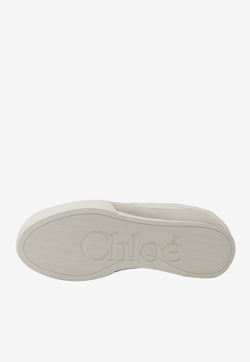 Chloé Kick Leather and Suede Sneakers Ivory CHC25S07IPL--20S