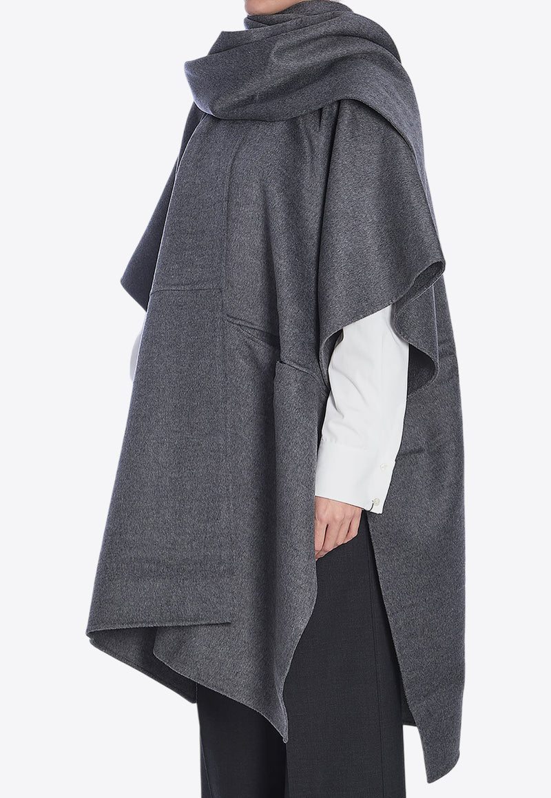 Toteme Wool Cape Coat with Detachable Scarf Gray 251WRO4321-FB0006-020