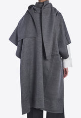 Toteme Wool Cape Coat with Detachable Scarf Gray 251WRO4321-FB0006-020