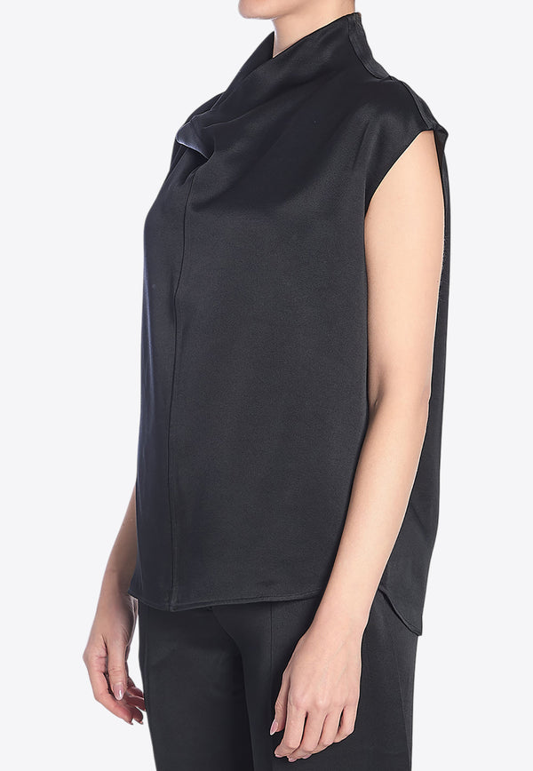 Toteme Funnel-Neck Satin Blouse Black 251WRT0460-FB0344-001