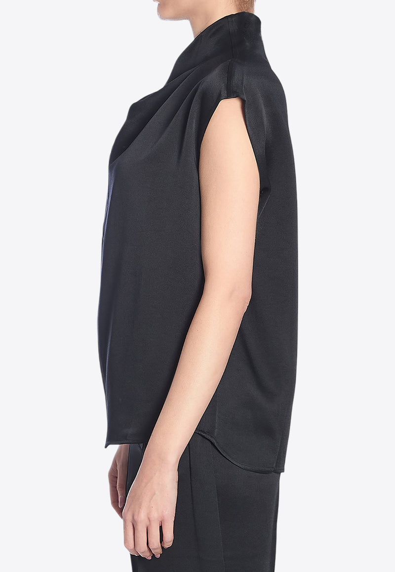 Toteme Funnel-Neck Satin Blouse Black 251WRT0460-FB0344-001