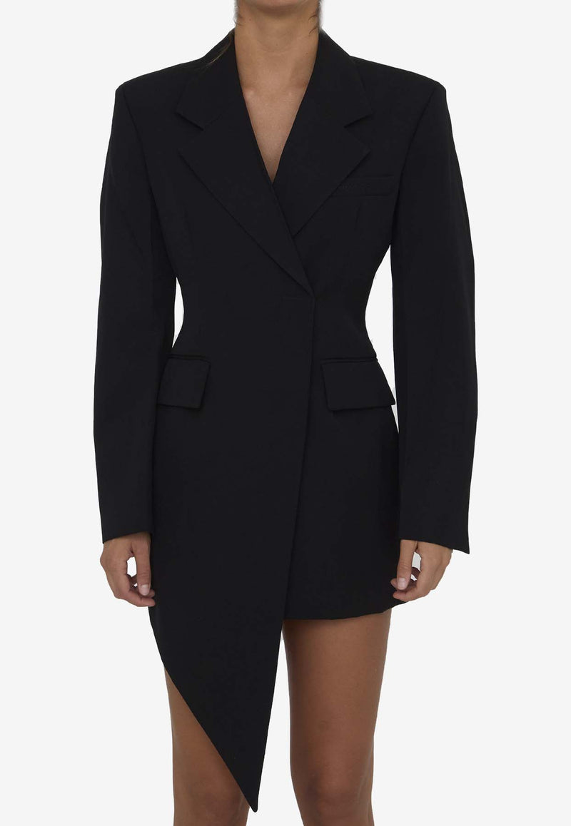 Alexander Wang Asymmetrical Wool Mini Dress Black 1WC4246697--001