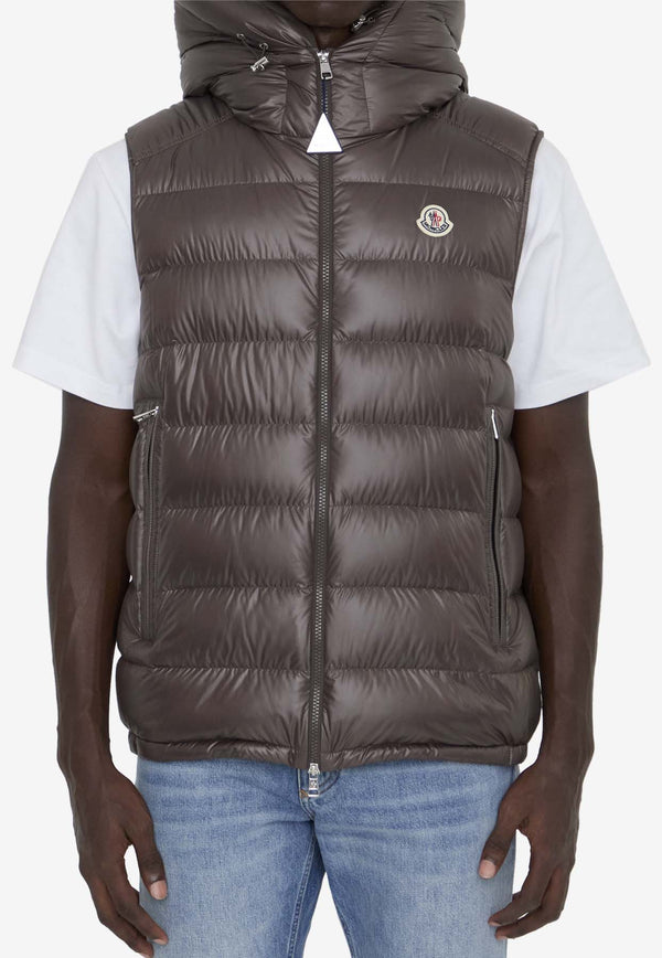 Moncler Barant Logo Patch Down Vest  Brown 1A00062-597EX-243