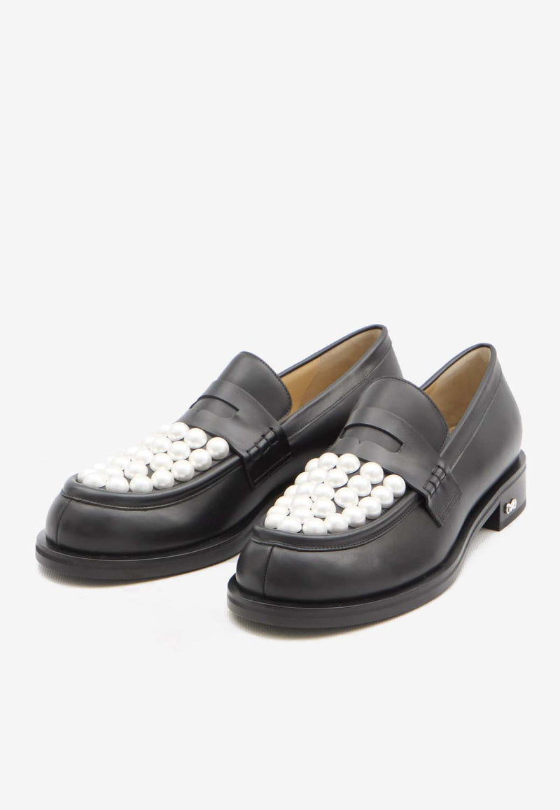 Mach 
Mach Sirene Pearl Embellished Loafers Black PF24-S0776-30-CLF-B02