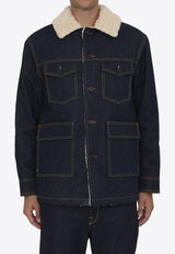 Golden Goose DB Shearling-Collar Field Denim Jacket Blue GMP01946-P001682-50881