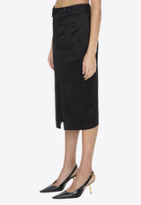 Saint Laurent Classic Silk Midi Skirt Black 785399-Y001W-1000