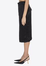 Saint Laurent Classic Silk Midi Skirt Black 785399-Y001W-1000