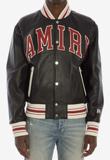 Amiri Logo Appliqué Leather Bomber Jacket Black AMLTBB1003--BLACK