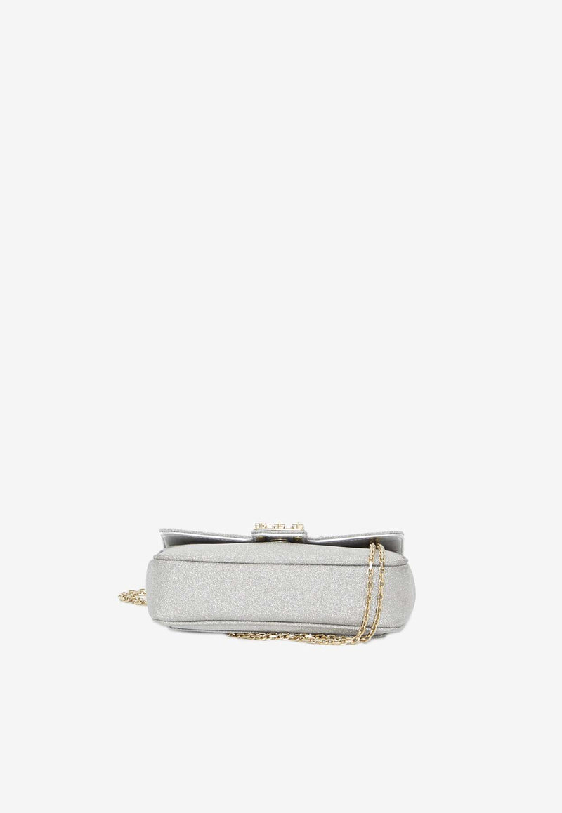 Roger Vivier Jeu de Fille Glittered Clutch Silver RBWANMC0100-K5UB-B200