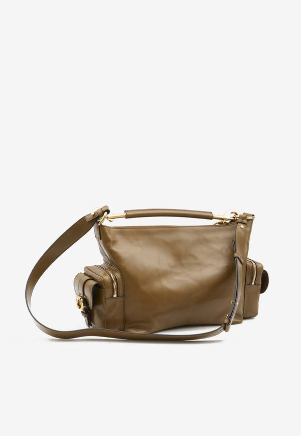 Chloé Leather Camera Top Handle Bag Khaki CHC24AS533-N83-20V