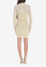 Balmain Labyrinth Monogram Mini Dress Beige DF2R8029-KH69-GFM