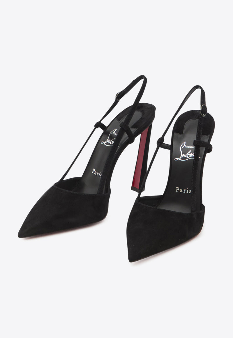 Christian Louboutin Condoroline 100 Slingback Suede Pumps Black 1250282-B439-BLACK