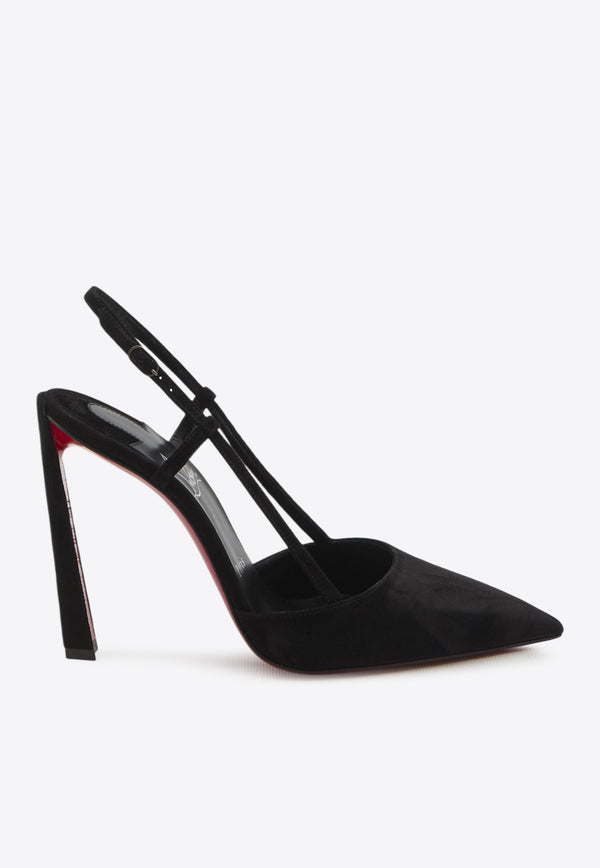 Christian Louboutin Condoroline 100 Slingback Suede Pumps Black 1250282-B439-BLACK