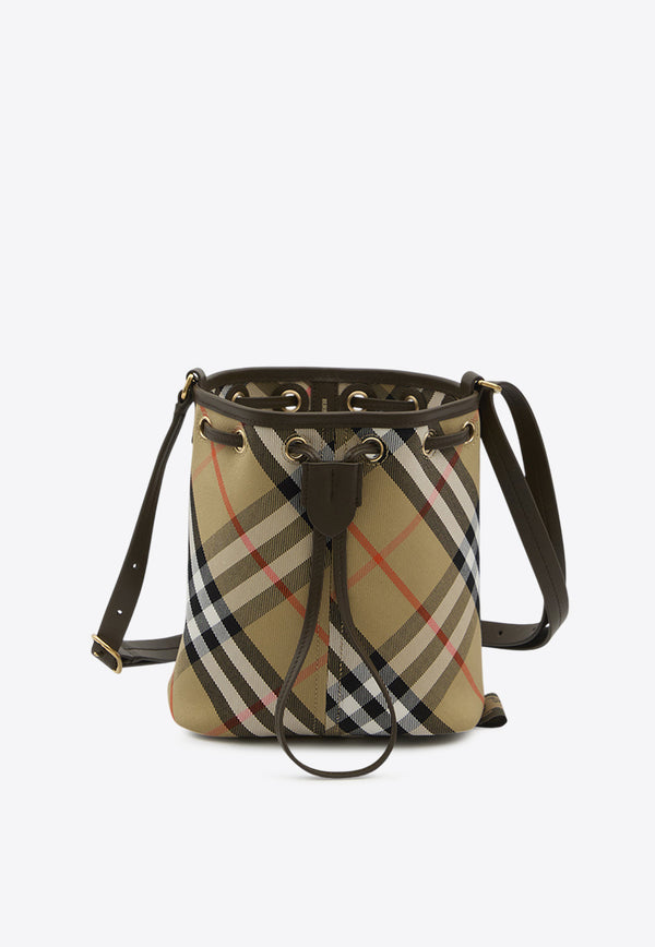 Burberry Check Canvas Bucket Bag Beige 8093804--B9368