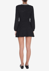 Self-Portrait Sequin Knit Mini Dress  RS25035S--BLACK