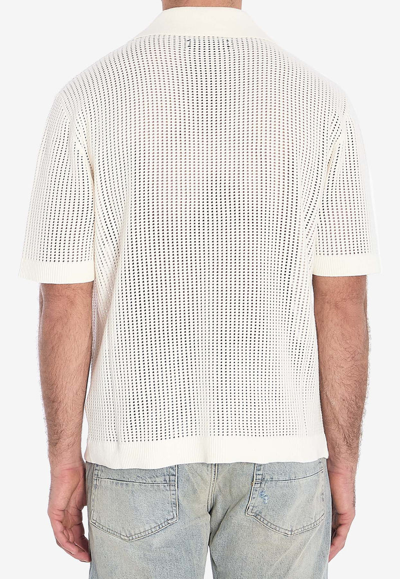 Amiri Mesh Short-Sleeved Polo Shirt AMKNIR1011--WHITE