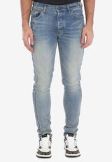 Amiri 3D Bones-Motif Skinny Jeans AMDNSY1132--BLU DENIM