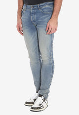 Amiri 3D Bones-Motif Skinny Jeans AMDNSY1132--BLU DENIM