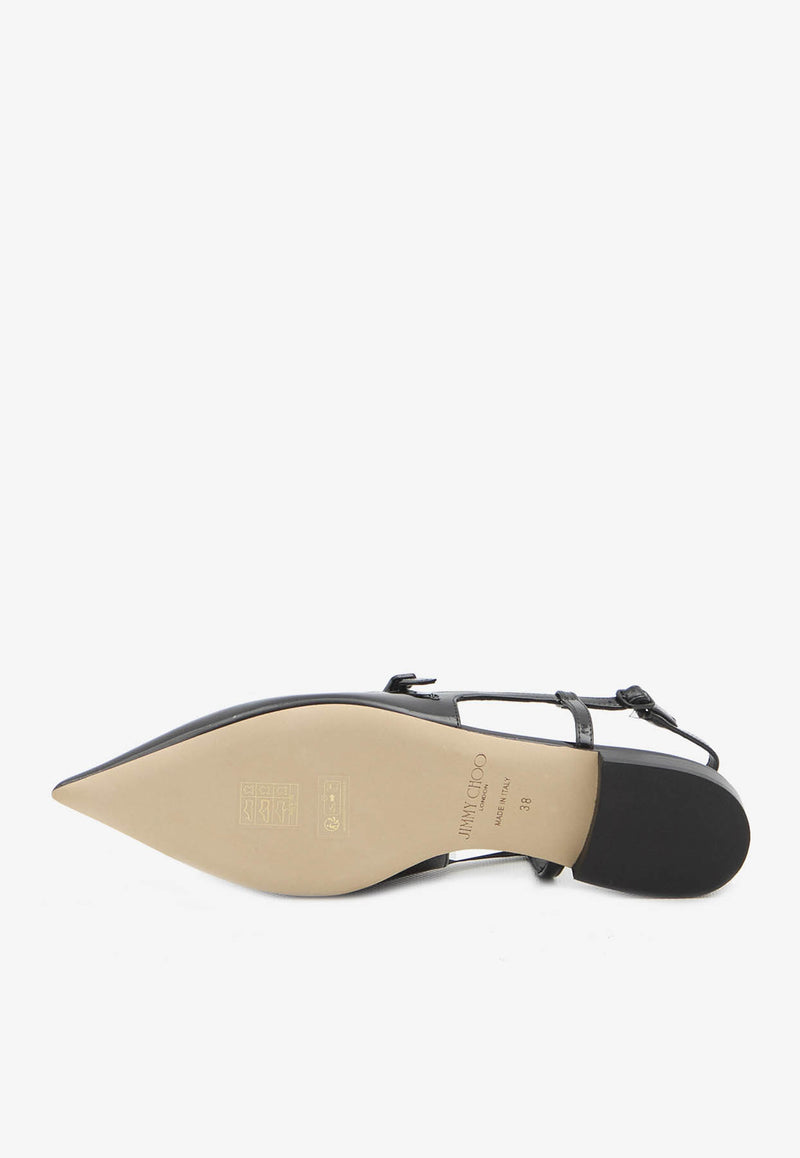 Jimmy Choo Didi Patent-Leather Pointed Toe Flats DIDI FLAT-PAT-BLACK