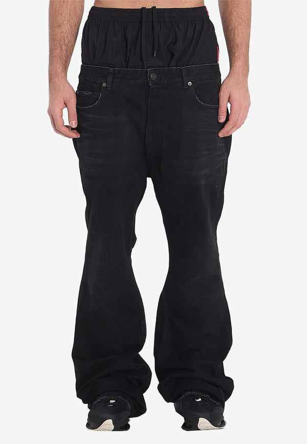 Balenciaga Layered Flared Jeans 814224-TRW58-6412