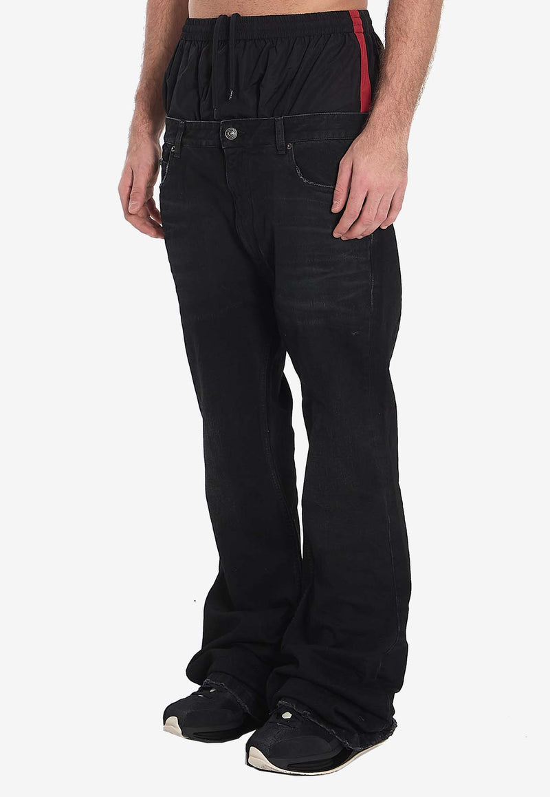 Balenciaga Layered Flared Jeans 814224-TRW58-6412