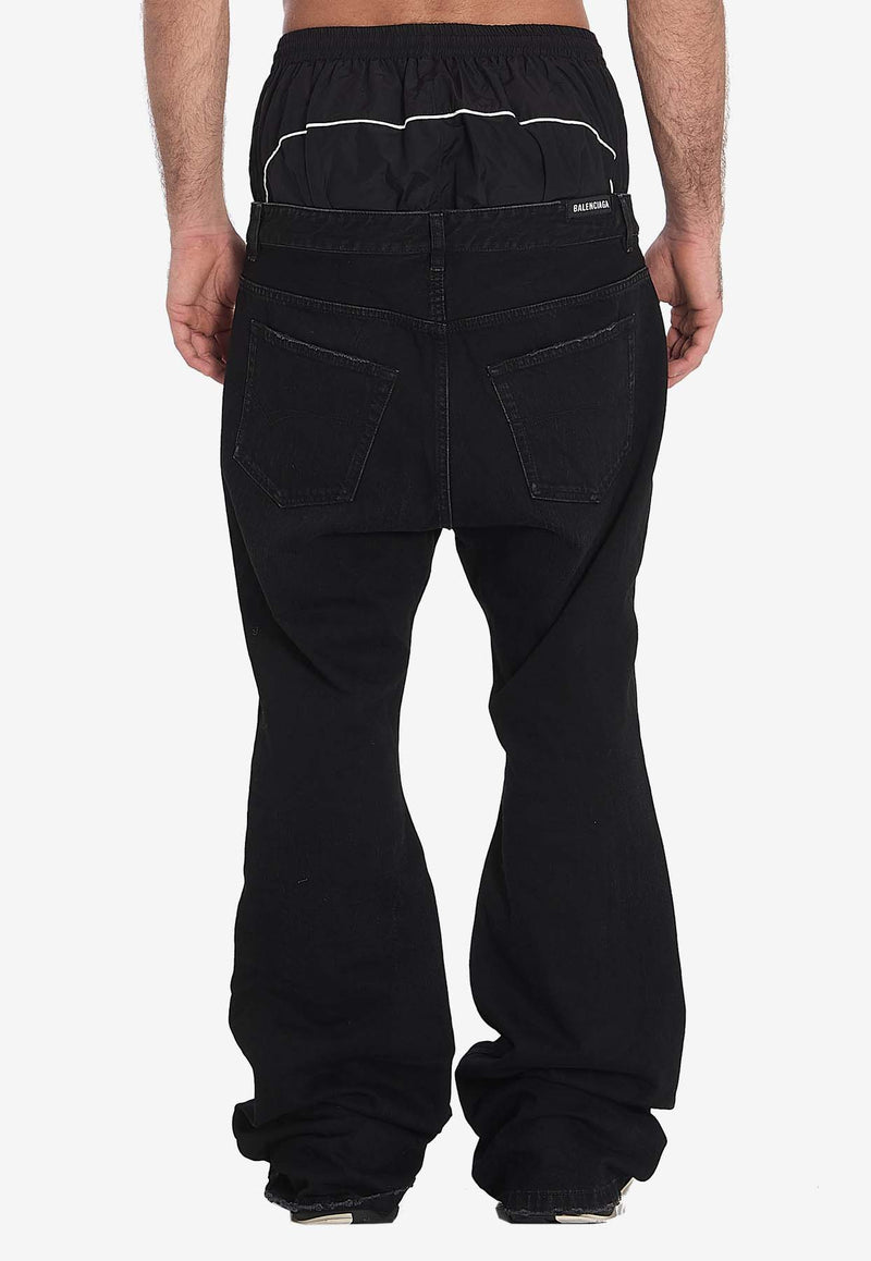 Balenciaga Layered Flared Jeans 814224-TRW58-6412