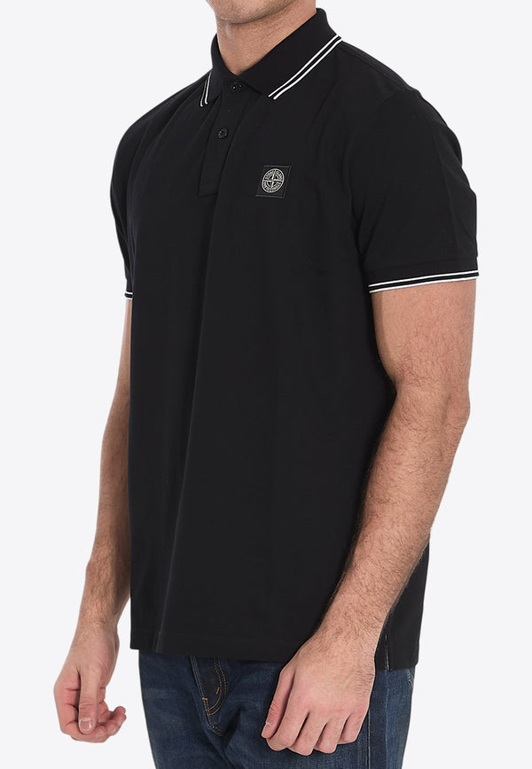 Stone Island Logo Patch Short-Sleeved Polo T-shirt Black K1S1522002SC-S0018-V0029